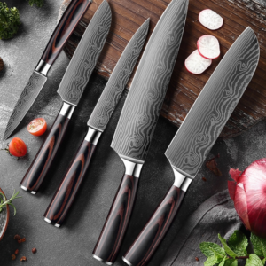 Chef Knife Japanese Stainless Steel Sanding Laser Pattern Knives Professional Sharp Blade Knife Cooking Tool