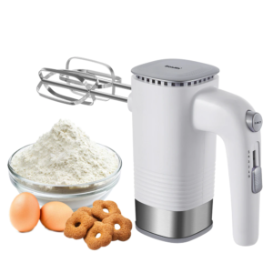 5-Speed 500W Electric Hand Food Mixer Handheld Kitchen Dough Blender With 2 Beaters 1 Whisk and 2 Dough Hooks