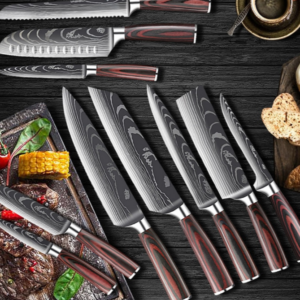 Kitchen Knives Laser Damascus Pattern Sharp Chef Knife Japanese Santoku Cleaver Vegetable Cutter